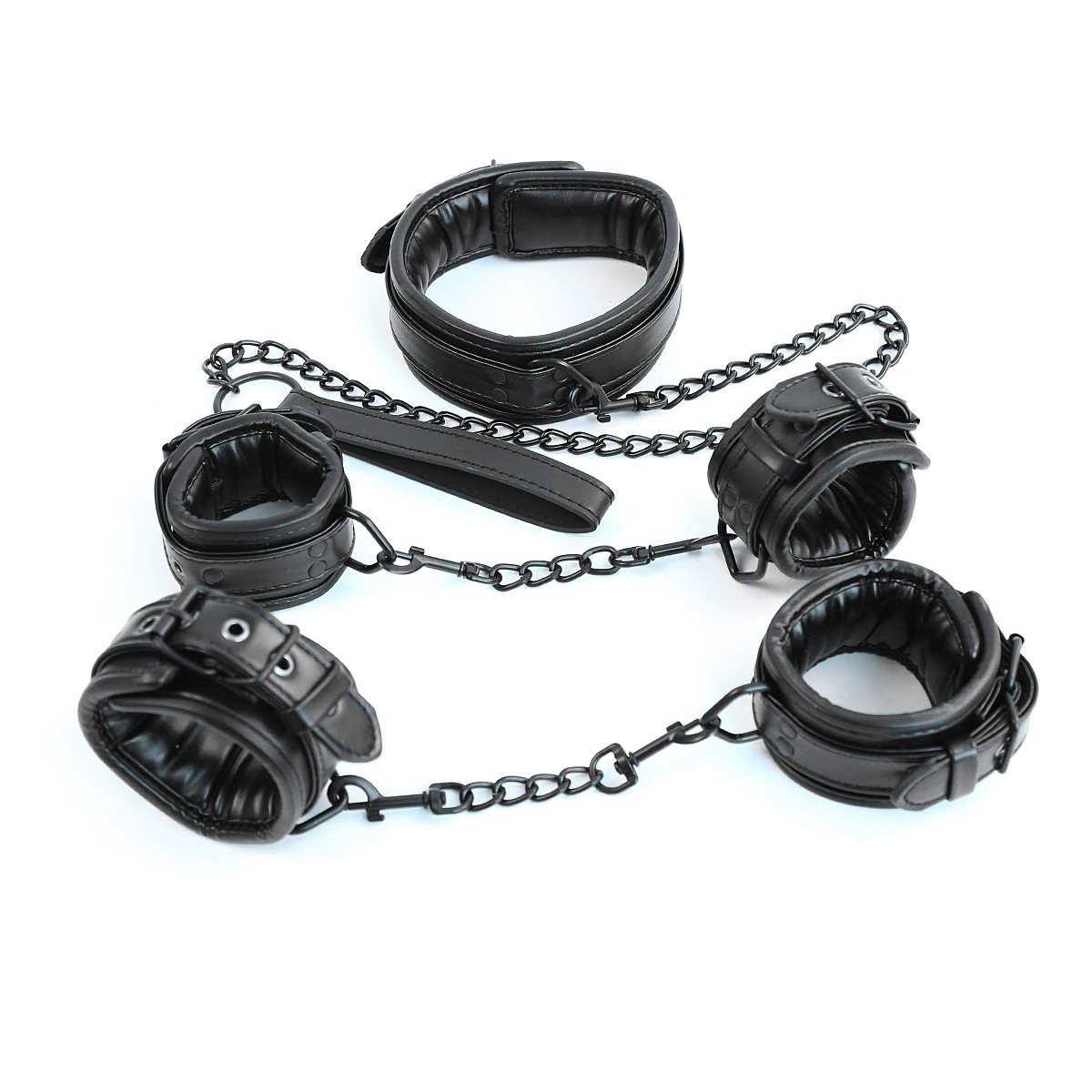 Suministrados directamente por el fabricante, juguetes novedosos para adultos, juguetes alternativos, esposas de cuero, grilletes para pies, arnés para cuello, correa para perro, conjunto de collar para cuello.
