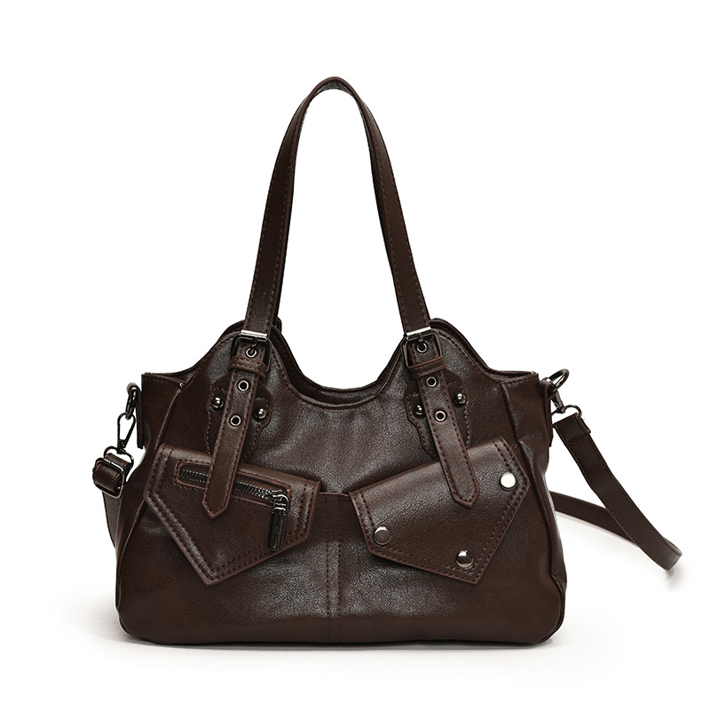 2024 transfronterizo retro Europa y América de gran capacidad bolso de hombro nuevo bolso de mochila empalmado bolso de mujer simple bolso de remaches bolso de mujer