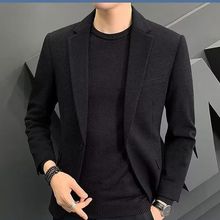 毛呢西装男套装休闲加厚帅气西服冬季韩版修身潮流痞帅一整套男装