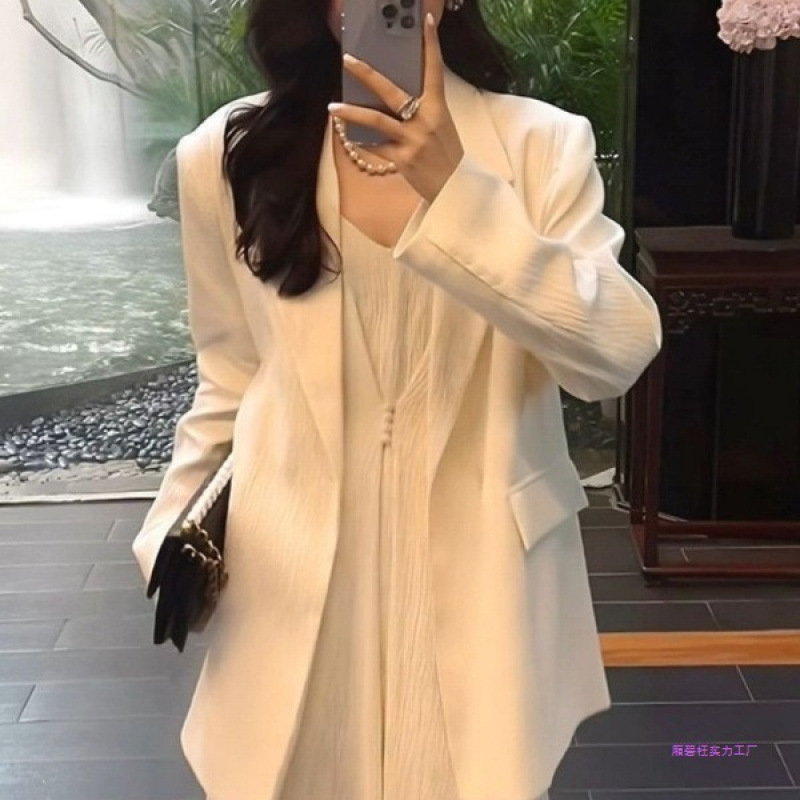 感西装套装女2025春秋新款休闲吊带裙西服外套气质显瘦两件|undefined