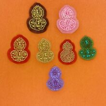 中国风电脑机绣米珠葫芦形状布贴牛仔裤服装装饰diy补丁贴辅料