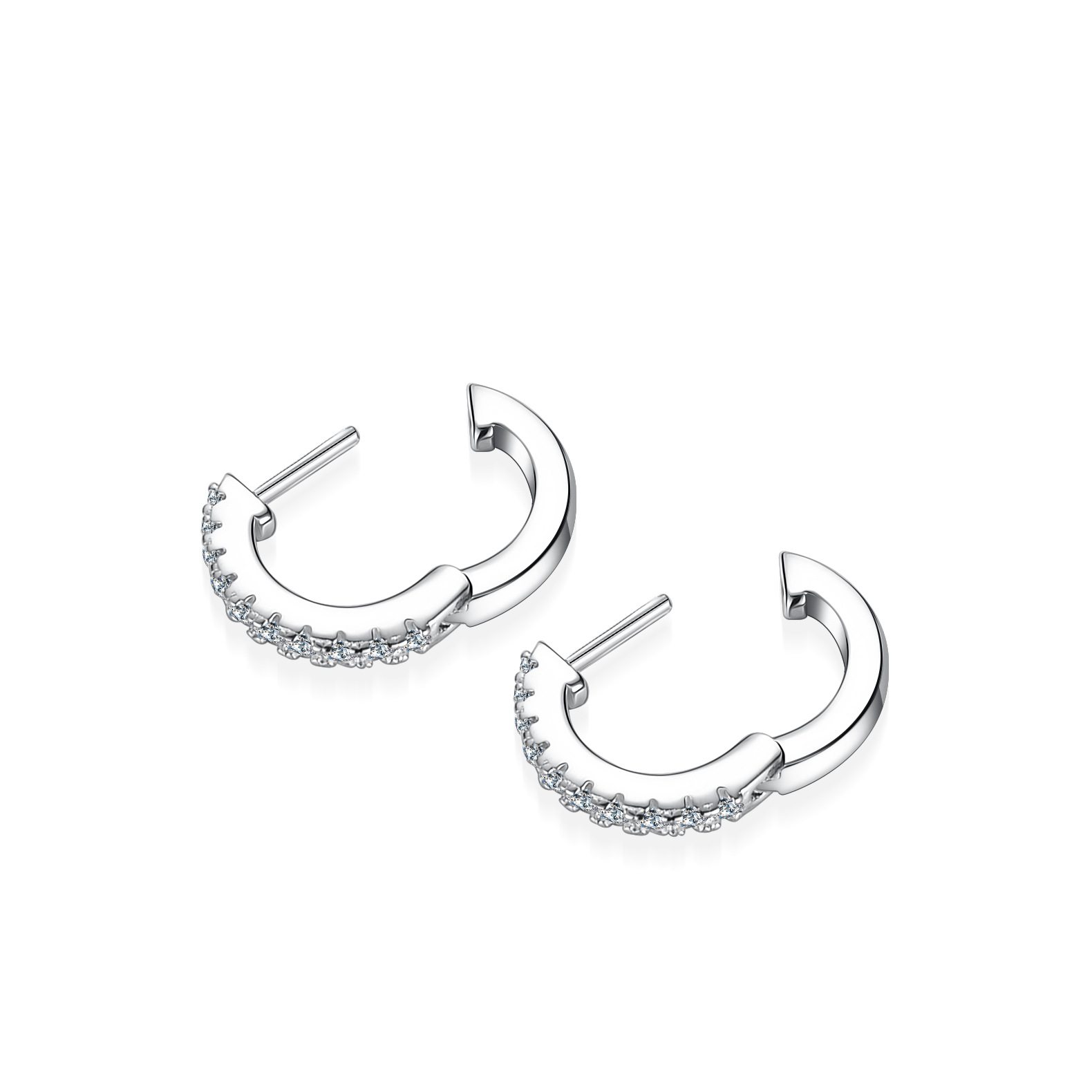 24g Weight Moissanite Inlay Material 1 Pair 925 Sterling Silver Moissanite Solid Color Earrings