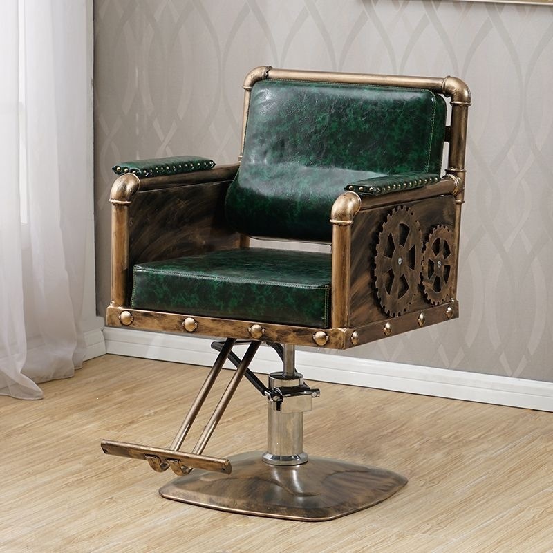silla de peluquería especial de belleza salón de peluquería silla de elevación silla de pedal silla de hierro forjado corte de pelo corte de pelo retro image 17