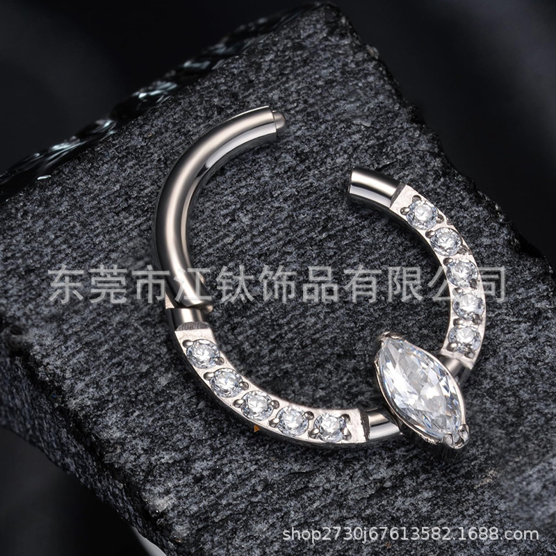G23 Titanium Nose Ring 1.2x8mm 5A Zircon Inlaid Closed Ring Body Piercing Jewelry Custom detail image 9