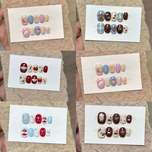 Cute Cartoon Hot Girl Style Children's Wearable Nail Art Finished Product, Simple Sweet Cool Style, Removable Nail Stickers, Fake Nails