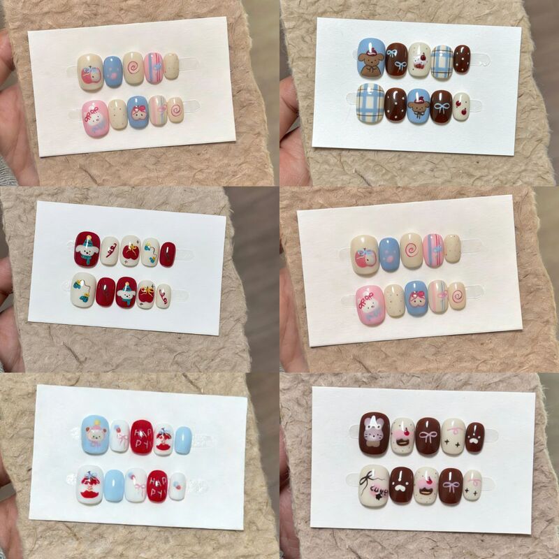 Cute Cartoon Hot Girl Style Children's Wearable Nail Art Finished Product, Simple Sweet Cool Style, Removable Nail Stickers, Fake Nails