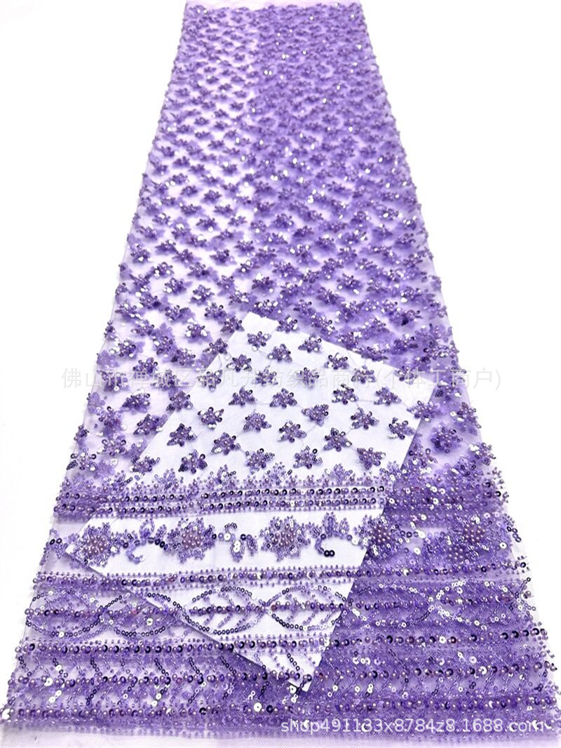 Moda vestido de noche especial bordado tela de perlas de sequilla tela de flor de fabricación directa de ropa de gama alta