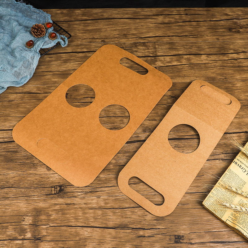 厂家直销 一次性牛皮纸手提杯托 奶茶咖啡外卖单双孔打包杯架批发