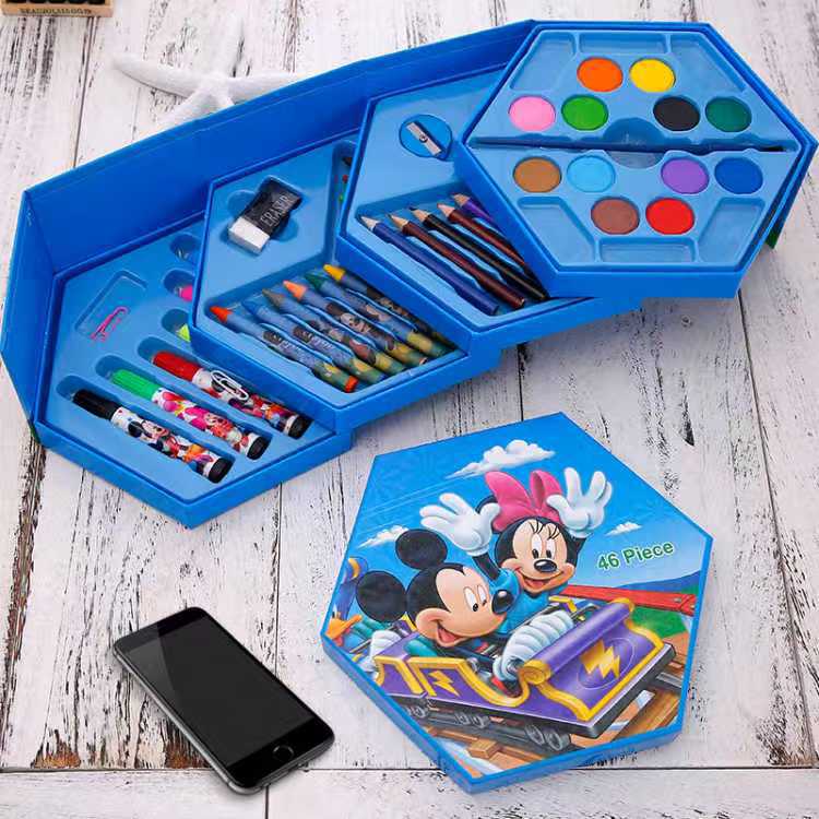 145 caja de aluminio de doble capa, bolígrafo de acuarela, juego para niños, herramienta de dibujo, caja de regalo de pintura, pintura de arte, juego completo de lujo