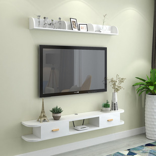 Set-Top Box Simple Wall Shelf Living Room Bedroom Background Wall-Mounted Tv Cabinet Rounded Corner Router Shelf Dropshipping