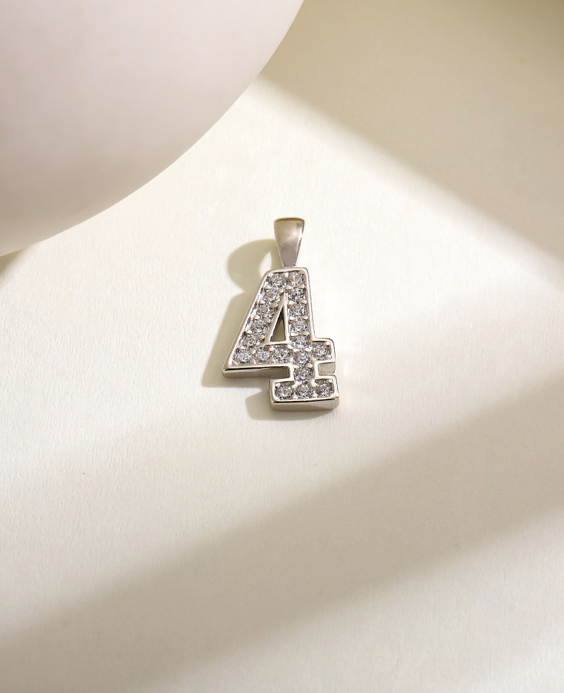1g Weight Pendant Jewelry Making Type 15*8mm Jewelry Making Size Zircon Inlay Material DIY Jewelry Accessories Classification 1 Piece Quantity 925 Sterling Silver Material Number Pattern Modern Style, Classic Style Style 1 Piece 15*8mm 925 Sterling Silver Zircon Number Pendant 5