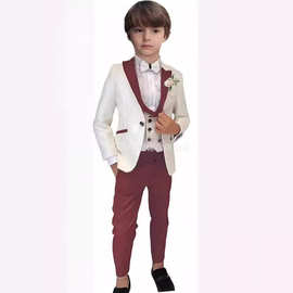 欧美新款三件套男孩套装休闲男孩礼服儿童套装派对西装