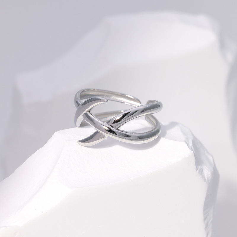 Fashion Geometric Stainless Steel Criss Cross Open Ring