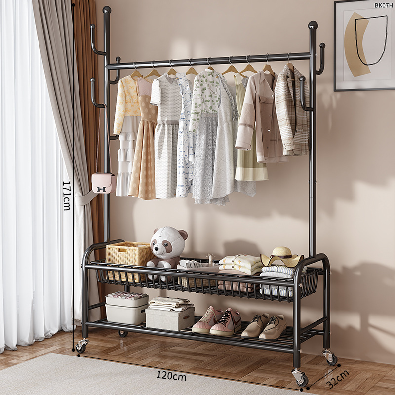 Percha de secado piso dormitorio balcón doméstico colgar ropa percha de sombrero plegable simple interior móvil barra de secado de ropa