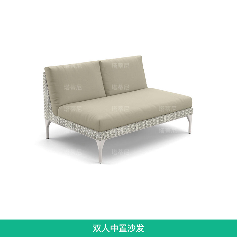 Conjunto de sofás para exteriores, muebles de esquina para patio o balcón, sofá de ratán para terraza de villa o solárium.