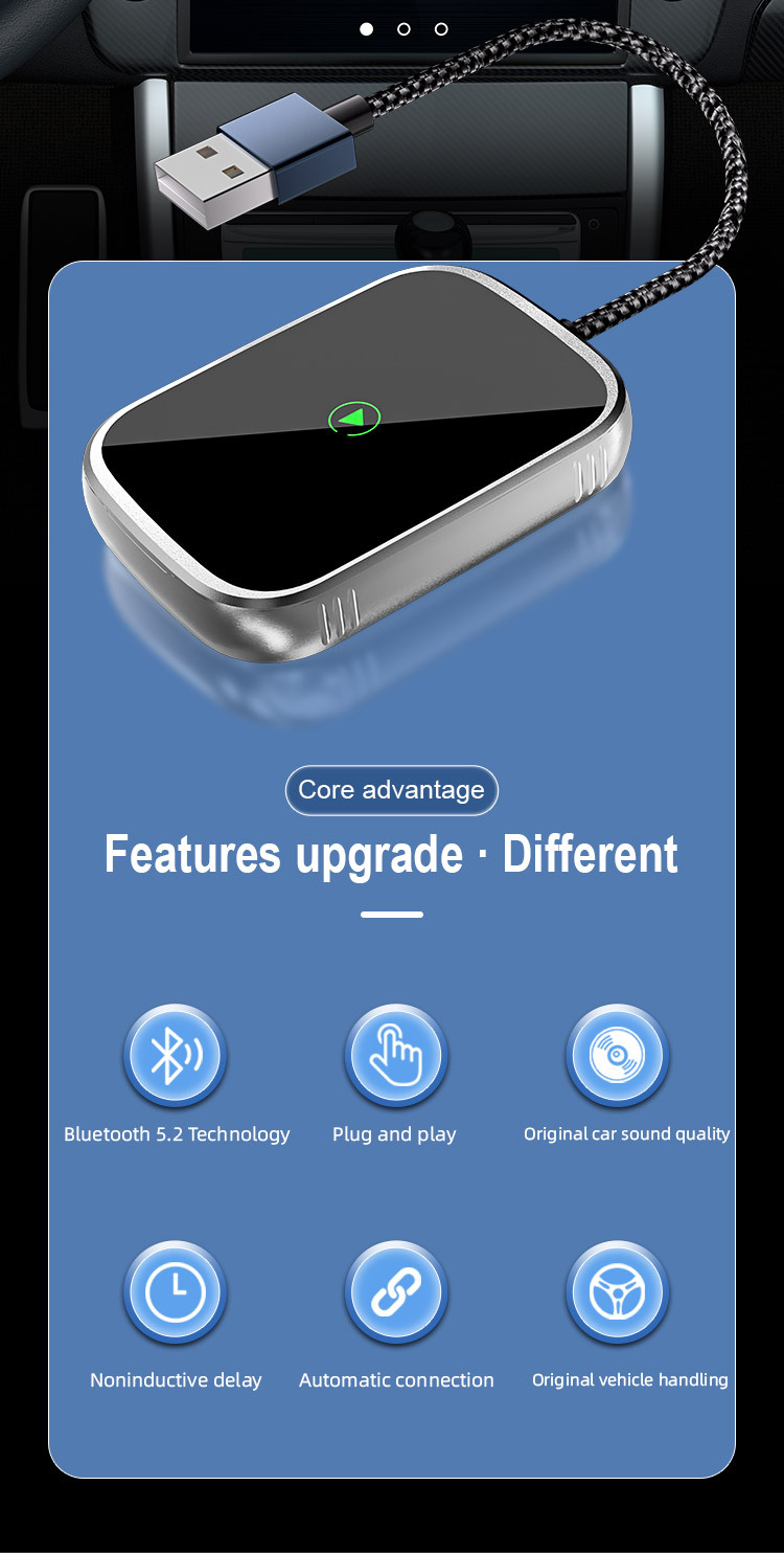 Cross-Border Original Car Carplay Box Wired to Wireless Converter Suitable for Apple Android Auto Car Navigation Systems