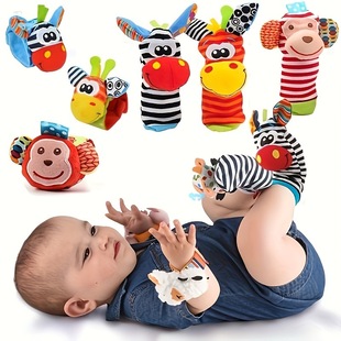 4Pcs Youngsters Youngsters Cartoon Animal Wrist Bell Rattle