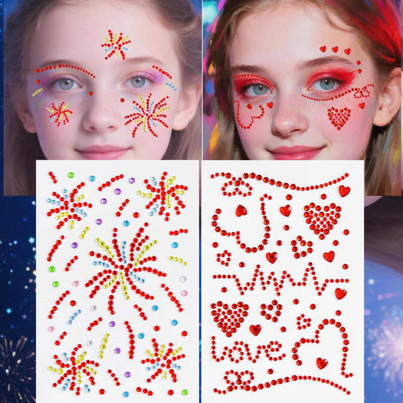 New Surprise Party Heart Heart Face Stickers Eye Makeup Concert Support Face Stickers Fireworks Makeup Cos Cat Dress up