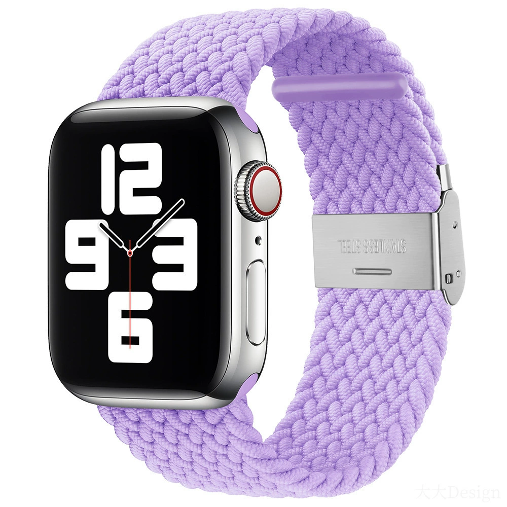 Совместимо с Apple Watch 5-6-7-8-9-10 поколения Snap-on нейлоновый плетёный ремешок iWatch S10 регулируемый браслет