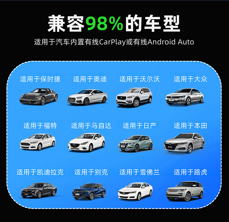Cross-Border Best-Selling Original Car Wired-To-Wireless Carplay Box, Plug and Play, Apple and Android Interconnection
