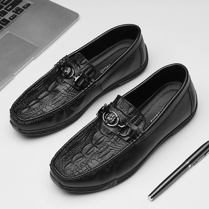 Мужская обувь Bean, новинка 2023 года, мужская повседневная обувь с крокодиловым узором, лефу без шнуровки, TikTok, Мужская обувь для волос