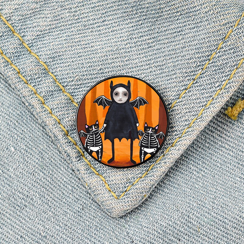 Halloween Festival Cartoon Style Pin Animal Mixed Materials Printing Unisex Brooches