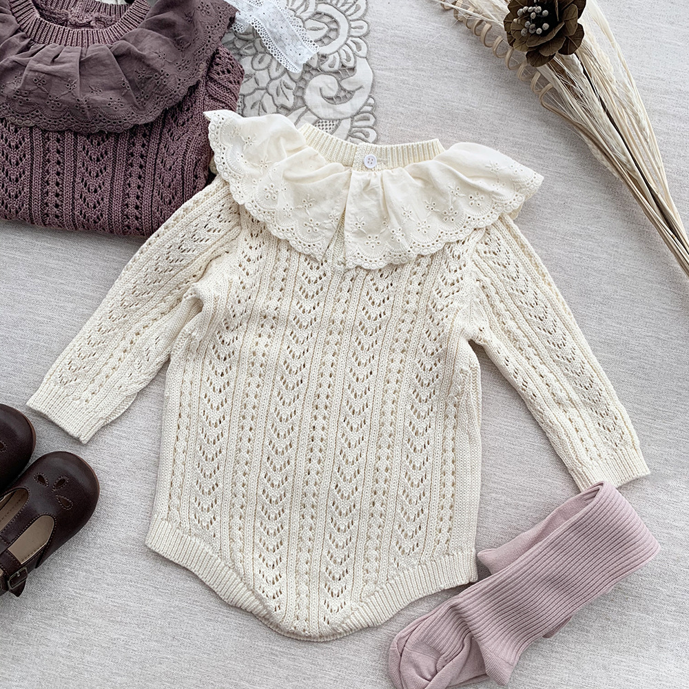104g Weight Baby(0-2Years) Age Group Regular Fit Fit Type Solid Color Pattern Spring, Autumn Season Baby General Gender 100% Cotton Fabric Embroidery, Hollow Out Design Cute Style Cute Solid Color Embroidery Hollow Out 100% Cotton Baby Rompers 11