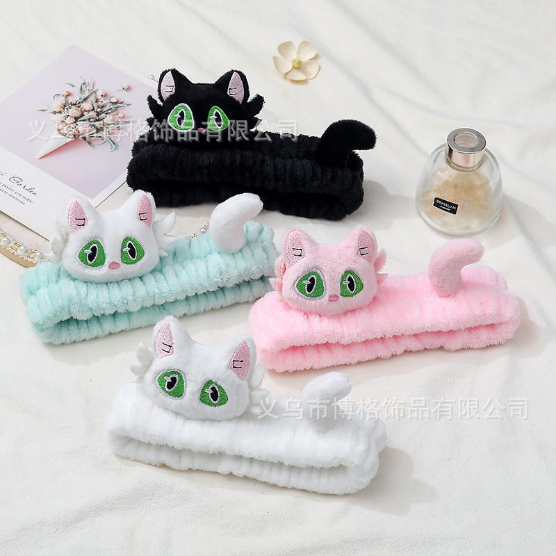 Lindo divertido gran ojo meow pelo banda gatito tocado cara lavado maquillaje máscara chica niños Niña