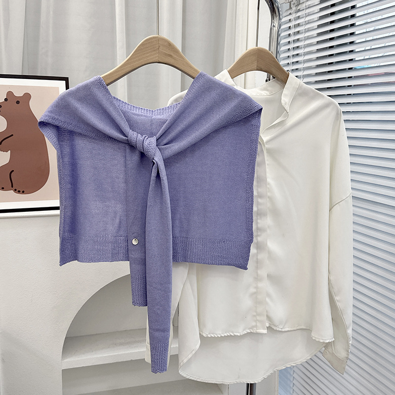 Nuevo estilo coreano Dongdamen sólido chale de punto para mujeres primavera y otoño con cardigans delgados de verano bufandas de nudos
