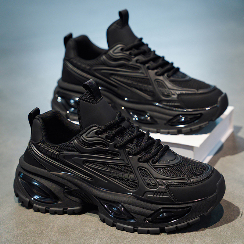 Black Warrior Height-Increasing Shoes for Men, Autumn Thick-Soled Casual Sneakers, High-End Trendy Street Style Dad Shoes Black Warrior Height-Increasing Shoes for Men, Autumn Thick-Soled Casual Sneakers, High-End Trendy Street Style Dad Shoes