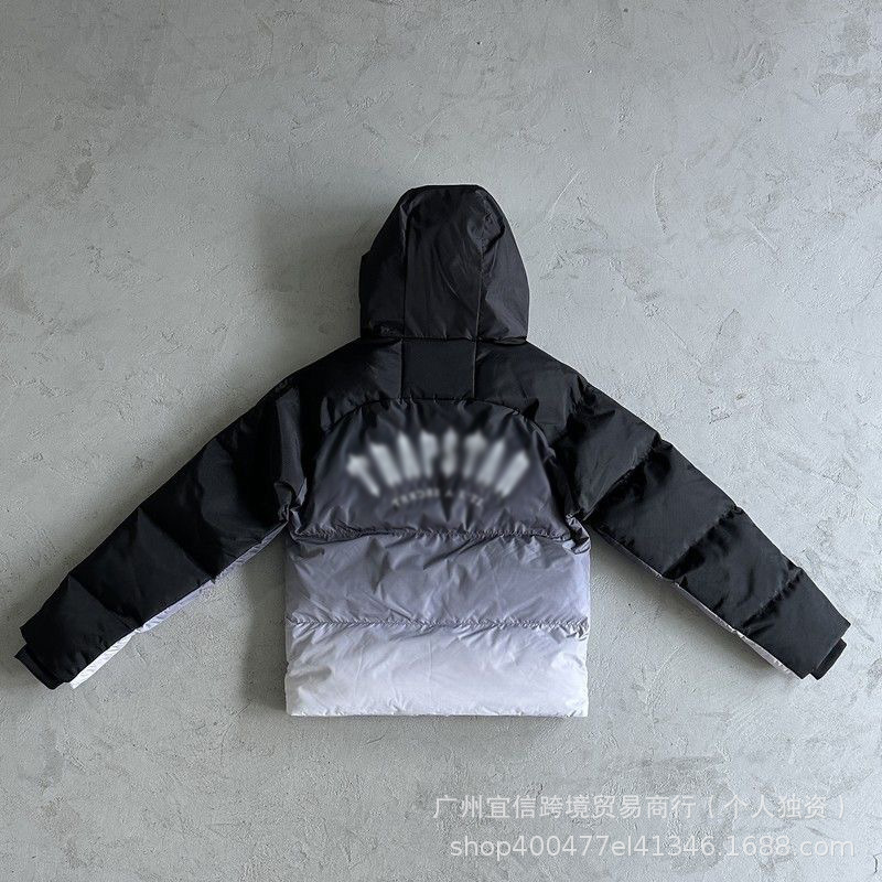 Cross-Border Foreign Trade Trapstar Men's Gradient Black Jacket Winter High-End Warm Embroidered Cotton Coat Trendy Men's Fashion Cross-Border Foreign Trade Trapstar Men's Gradient Black Jacket Winter High-End Warm Embroidered Cotton Coat Trendy Men's Fashion