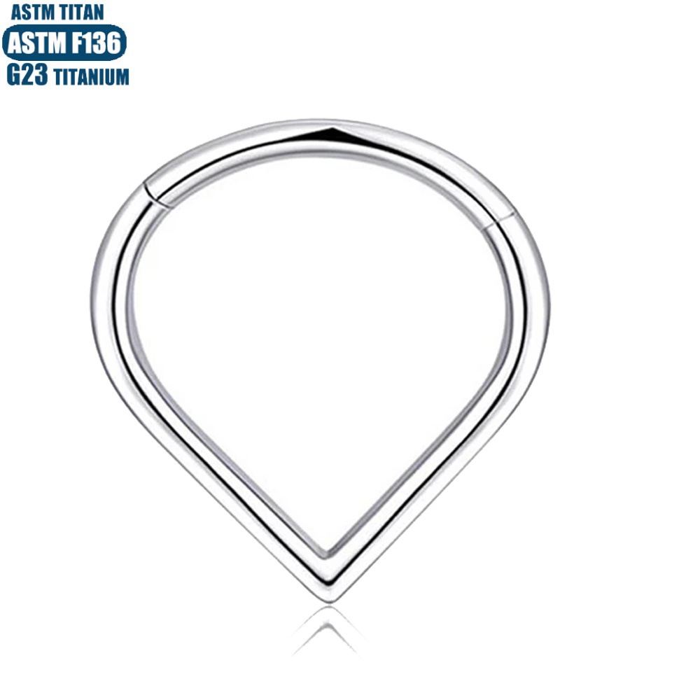 F136 Titanium Alloy Water Drop Earrings Nose Ring Diamond Nose Piercing Nasal Septum Ring Seamless Ring Piercing Jewelry Earrings detail image 10