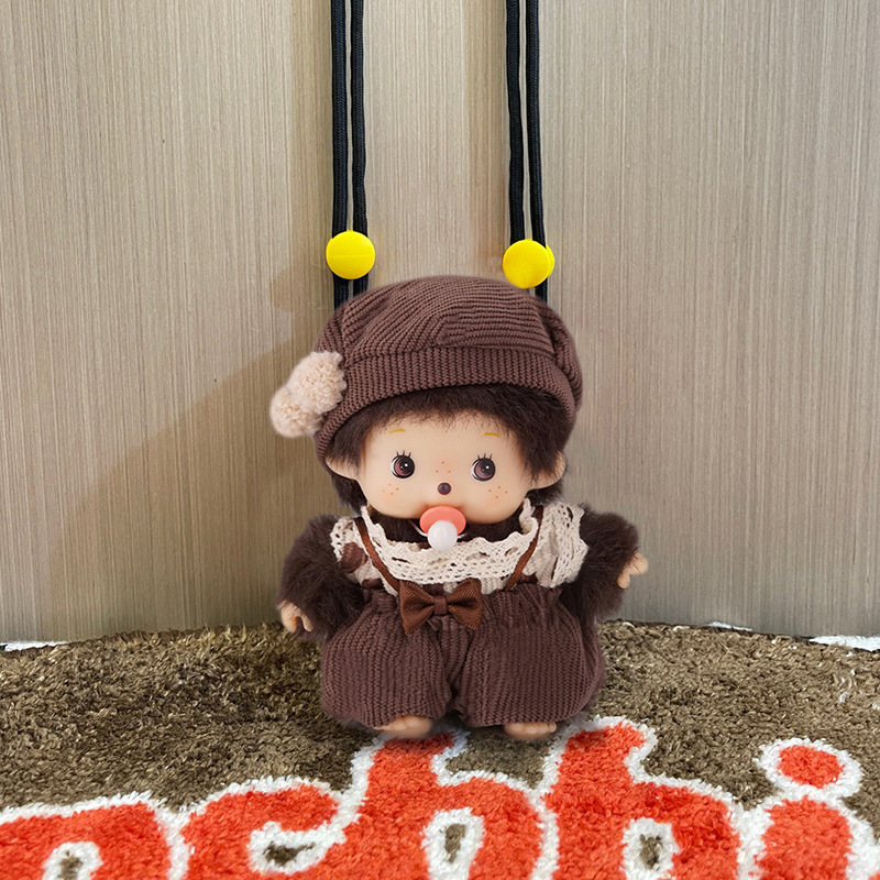 モンキーチェリー ぬいぐるみ かわいい 韓国風 クロスボディ 携帯電話バッククリップ 人形 携帯電話ケース ストラップ付き|undefined