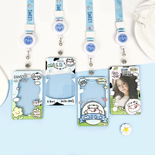 Ins style transparent plastic card holder idol photo ID access control campus meal card bag bus subway hanging card bag