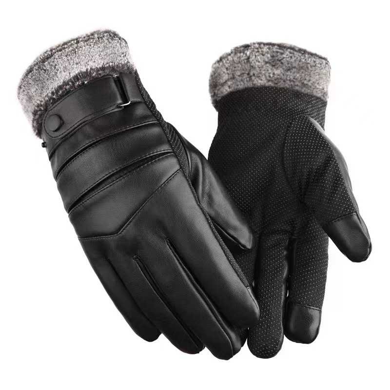 Guantes de algodón caliente para hombres a prueba de viento en invierno, motocicleta de vello gruesa, esquí de pantalla táctil a prueba de frío en invierno