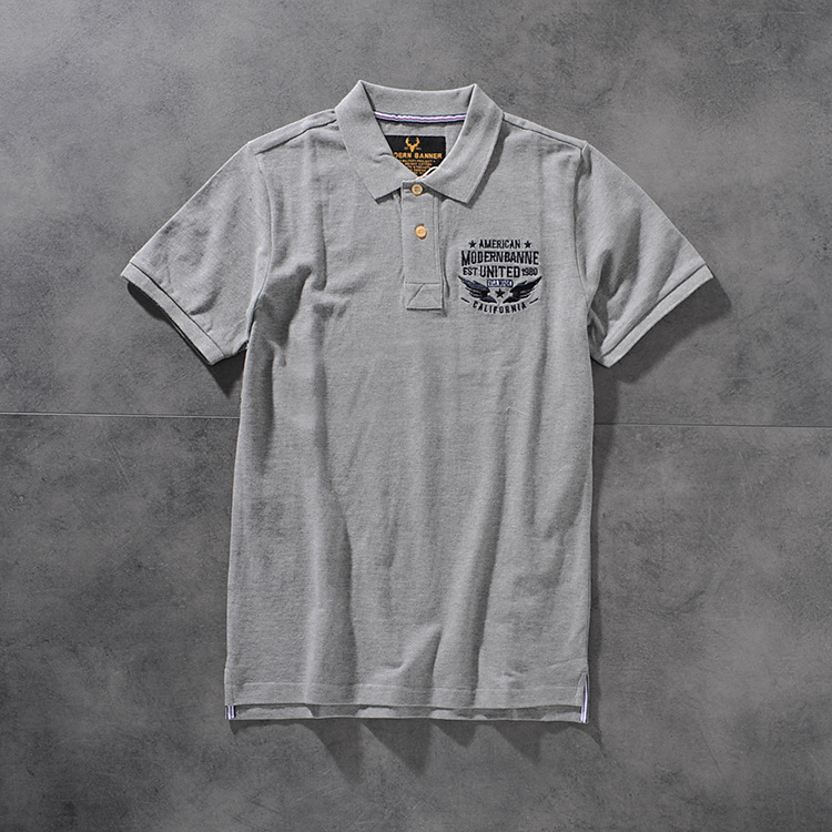 Modern banner spring/summer American click beaded cotton embroidered men's round-neck short-sleeved POLO shirt M703 4 Modern banner spring/summer American click beaded cotton embroidered men's round-neck short-sleeved POLO shirt M703 4