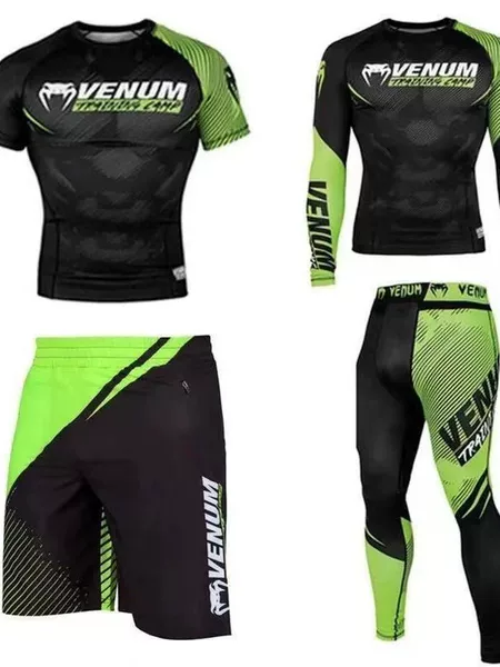 Venom Sports Four-Piece Tight-Fitting Short-Sleeved Men's Training Shorts Fighting Long-Sleeved Fitness Elastic Pants Four-Piece Suit