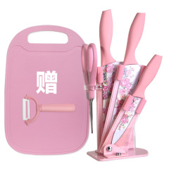German printed imitation ceramic knife full kitchen stainless steel knife set home use vegetable cutting knife cutting board kitchenware set