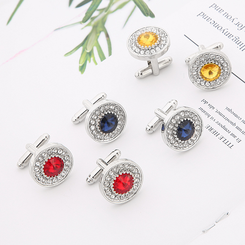 Heißer Verkauf Kreative Diamant Blau Kristall Manschettenknöpfe Französisch Hemd Knopf Manschettenknöpfe_voghion.com