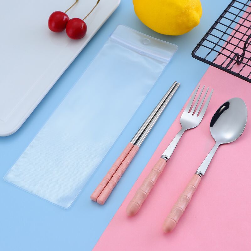 유러피언 핑크-[숟가락+젓가락+포크+가방] 4종세트