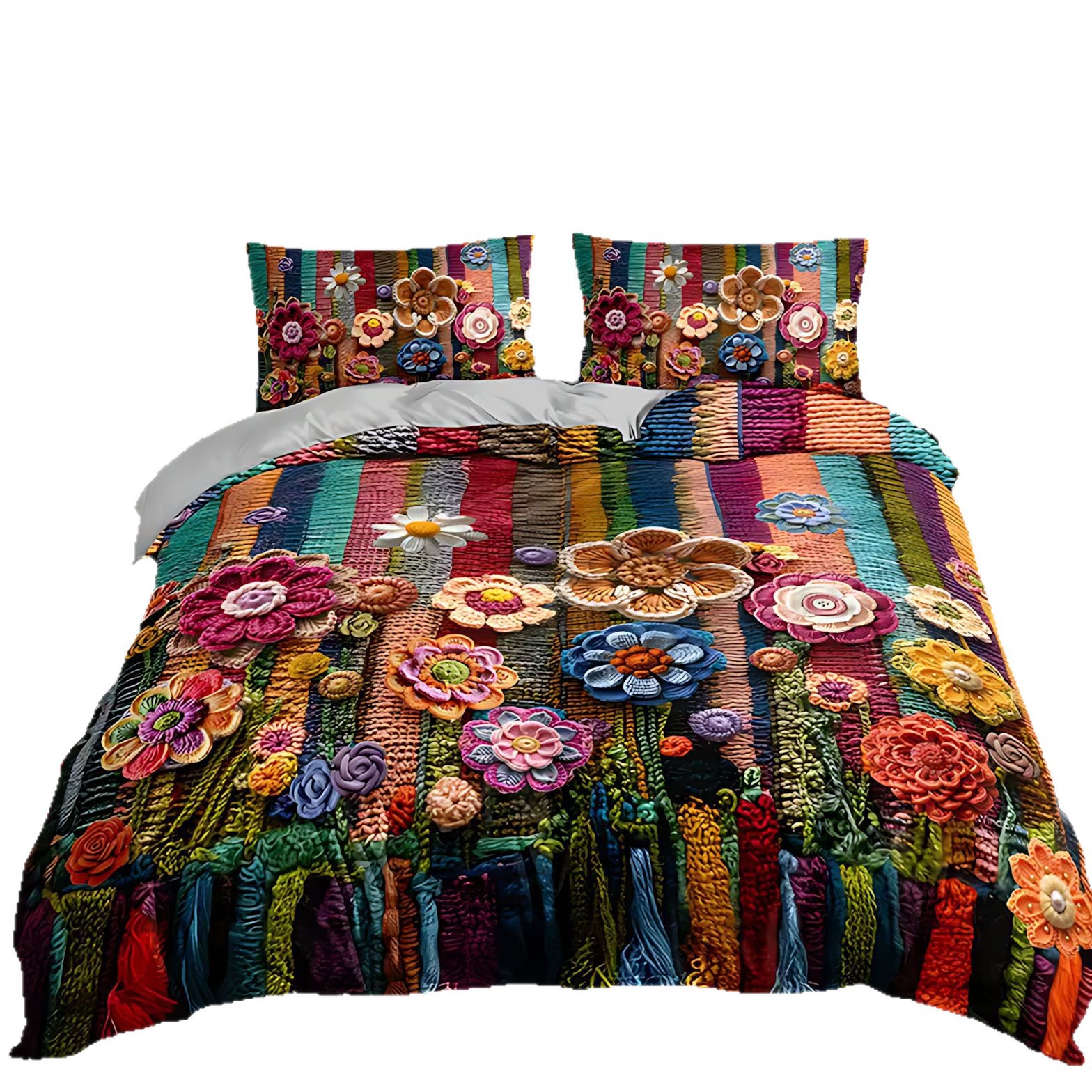 TEMU / JIT floral color mosaico transfronterizo HD impresión digital quilt set fuente de fábrica puede ser fijado