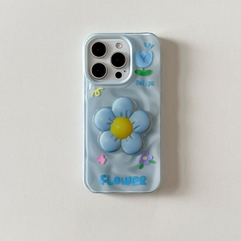 Nuevas flores tridimensionales plisadas ins para iPhone16ProMax Apple 14/15 funda para teléfono móvil 13 mujeres 15PM