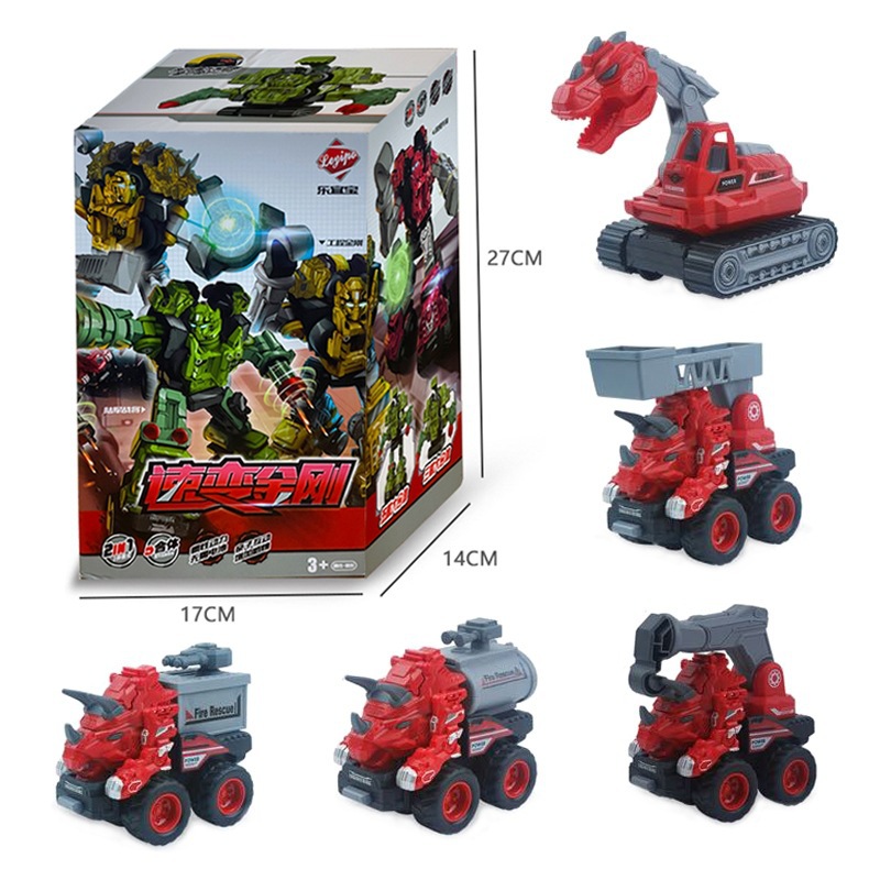 Coche deformado para niños, dinosaurio, coche deformado, robot, vehículo de ingeniería automotriz ensamblado, modelo de coche deformado por colisión inercial