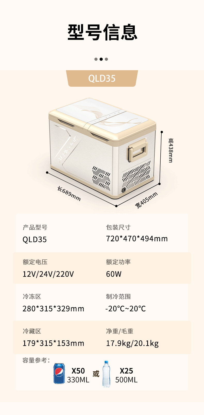 Ice Tiger Compressor Car Refrigerator Car Home Dual-use Refrigeration 12v24v Portable QLD35 Dormitory Small Refrigerator