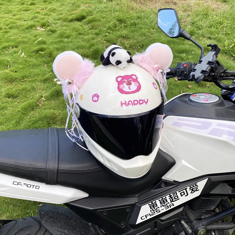 Helmet Decoration Plush Creative Tassel Thick Pink Bear Detachable Universal