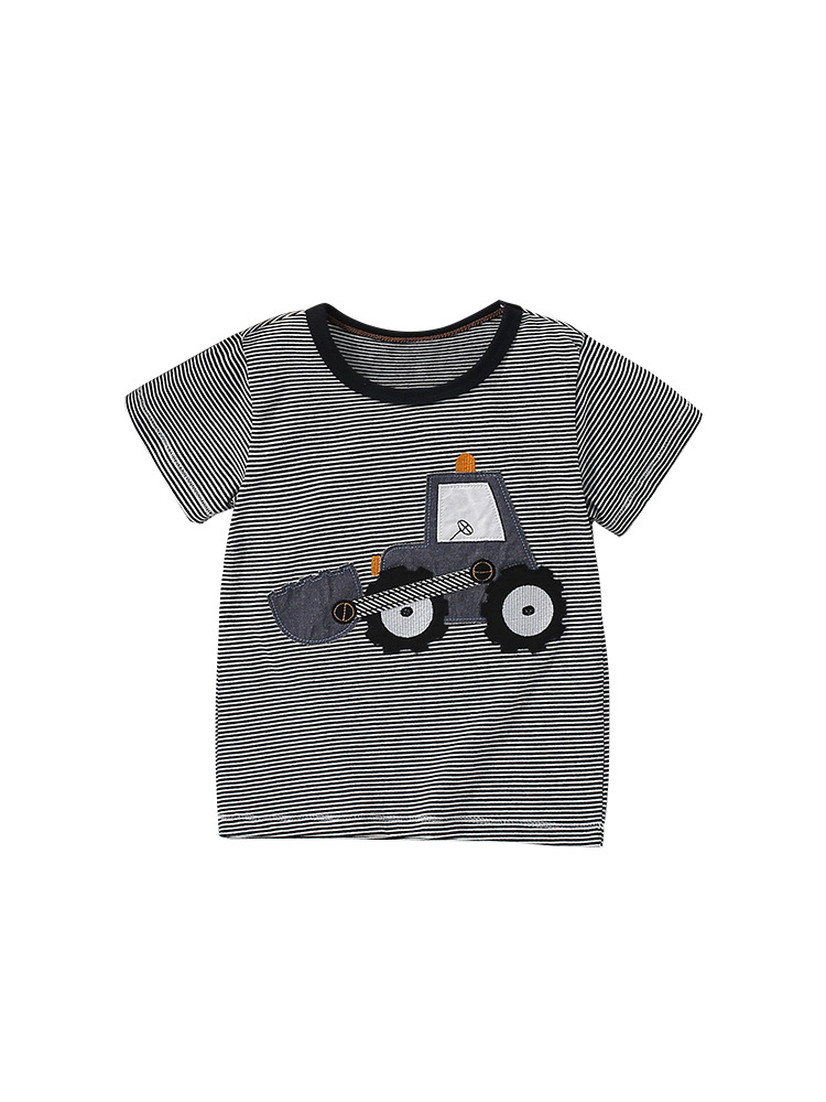 Camiseta a rayas transfronterizas malwee niño cuello redondo mangas cortas Europa y Estados Unidos chaqueta casual para niños al por mayor
