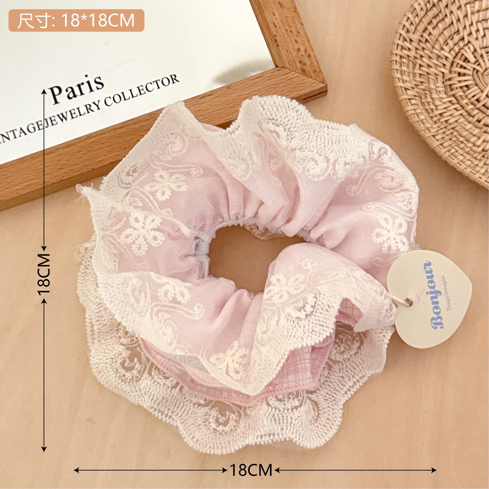 Verano refrescante bowknot encaje intestino grueso anillo para el cabello niña estilo pastoral sentido de alta calidad bola grande cuerda para el cabello
