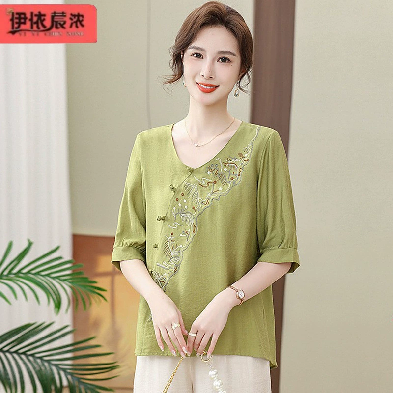 Летняя мама наряд тонкая дышащая рубашка с короткими рукавами