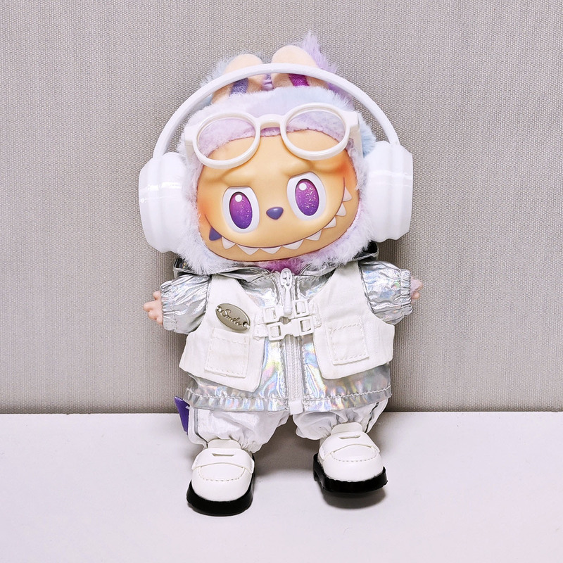 Labubu ベビー服シルバーフェイクツーピースウインドブレーカーシューズセット 15cm17cm Labubu ベビー服に適しています|undefined