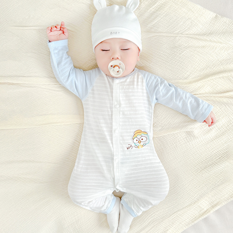 Bebé mono verano recién nacido algodón fino pijamas con aire acondicionado hombres y mujeres niños pequeños ropa de verano mami ropa de bebé